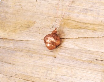 Real Acorn Copper Necklace, Electroformed -U38- Handmade Nature Inspired Jewelry