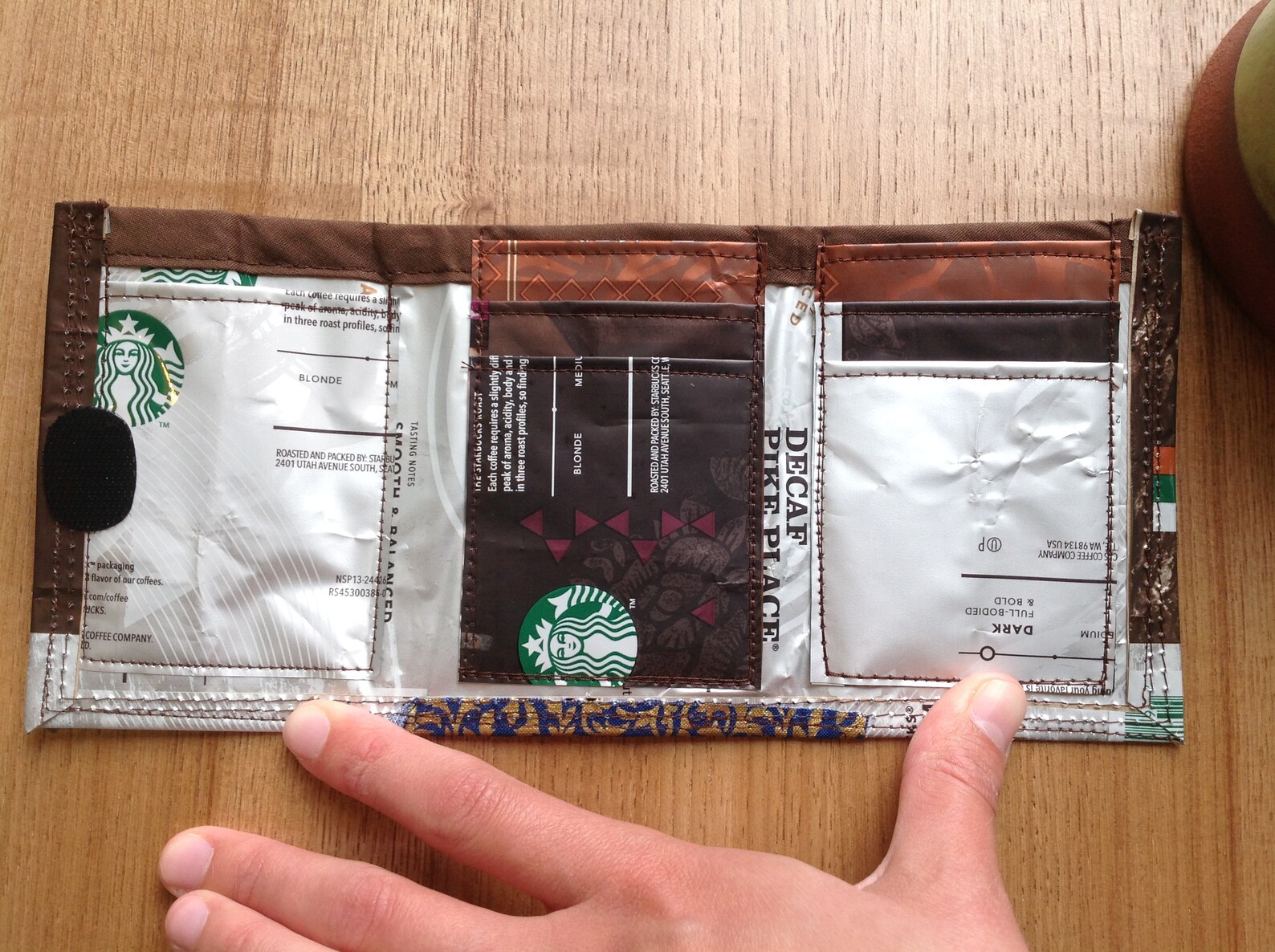 Starbucks wallet recycled coffee bean bags Pokemon blue and Etsy
