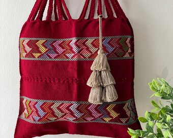 Tote Bag, Handwoven, Eco Friendly and Lightweight Bag, Market Tote, Southwestern, Tassel included.