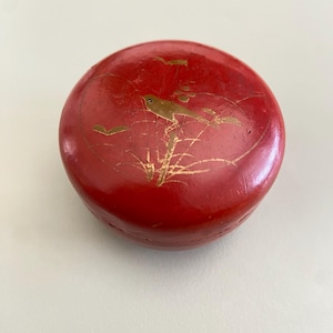 Vintage Japanische Lack Trinket Box - Rot mit Gold Vogel Design