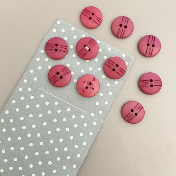 Set of 10 Pink Line Detail Plastic Buttons