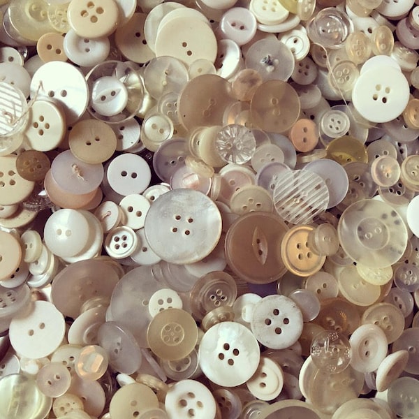 Job Lot 100 White and Cream Buttons