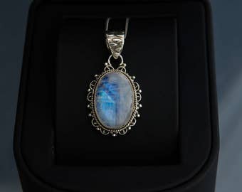 Rainbow moonstone pendant