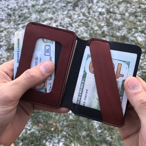 ID Bifold Wallet #3S , ID Wallet, Wallet para hombre, billetera de cuero bifold, regalo para hombre, Cartera minimalista de cuero, Cartera de cuero