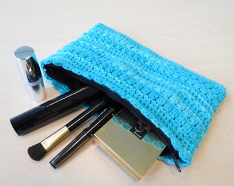 Make-up bag clutch blue with zipper