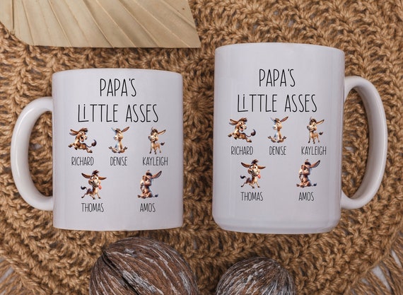 Papa Gifts For Papa Mug, Papa's Little Asses Mug, Papa's Donkeys, Papa Funny Mug Customizable, Father's Day Gift, Personalized Coffee Cup