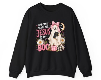 You Can't Scare Me Jesus Is My Boo Shirt, Funny Halloween Top, Cute Ghost Shirt, Pumpkin Fall Shirt, Autumn Women's Apparel, Faith Fall Gift