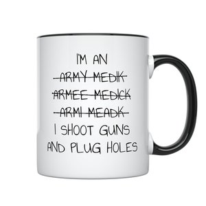 I'm an army medic coffee mug, two-tone, gift for us army reserve, funny cup for best corpsman, funny us military appreciation employee gift