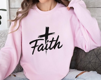 Faith Cross Sweatshirt, Christian Light Sweatshirt, Christian Gift Ideas, Jesus Faith Sweatshirt