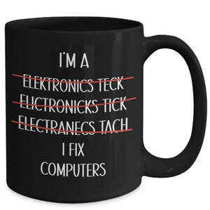 Electronics technician, funny military navy rate rating naval humor, promotion gift, navy girlfriend boyfriend black coffee mug