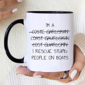 I&#39;m a coastie, coast guard coffee mug, two-tone, gift for coast guard reserve, funny cup for best sailer, funny us military appreciation