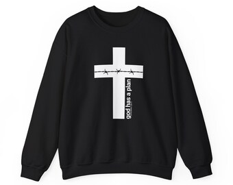 God Has A Plan Sweatshirt, Jeremiah 29:11 Sweater, Jesus Cross Shirt, Christian Apparel, Minimalist Cross Sweatshirt, Trendy Worship Top