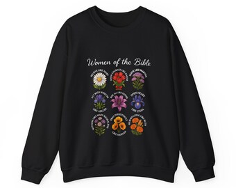 Women of the Bible Sweatshirt, Wildflower Christian Sweatshirt, Faith Based Women Gift, Christian Woman Crewneck