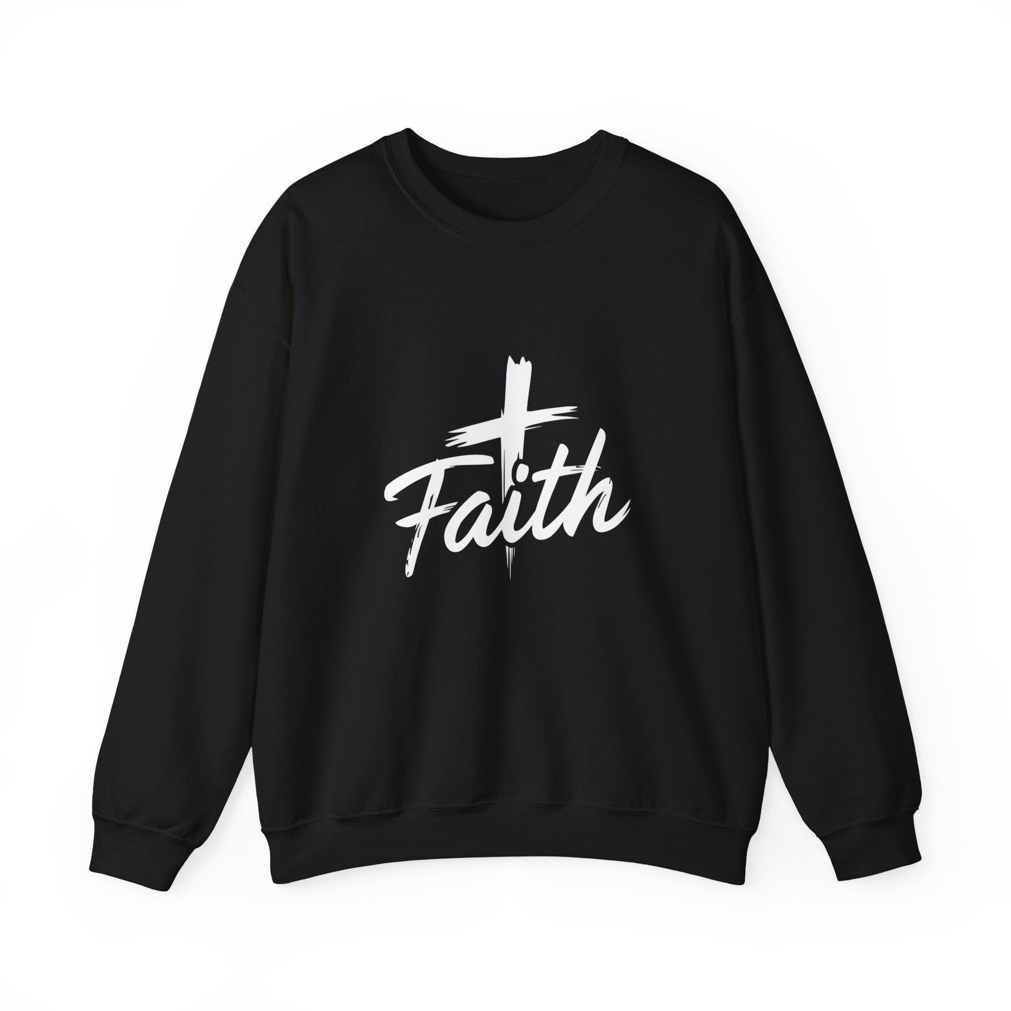 Faith Cross Sweatshirt, Christian Dark Sweatshirt, Christian Gift Ideas ...