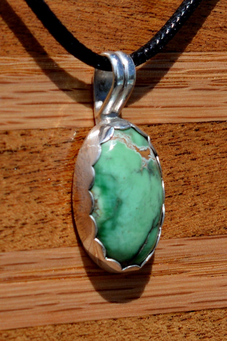 Varicite Cabochon Set in Fine Silver