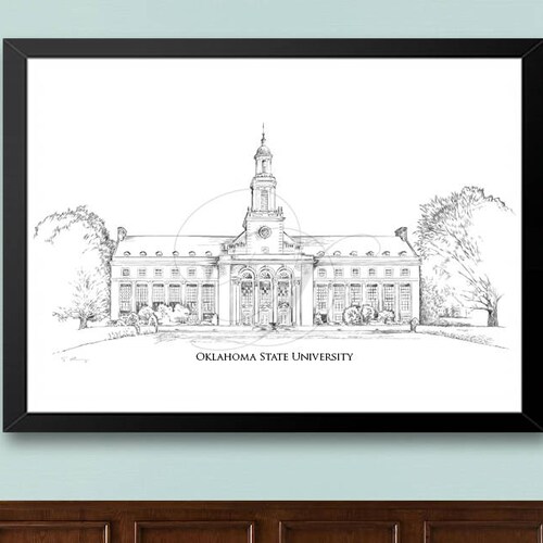 Oklahoma State University OKSTATE Fine Art Print Hand Etsy