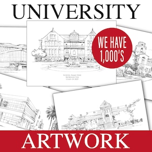 Arizona Campus Art, University Fine Art Prints, AZ, Colleges, Alumni Gift, Graduation Gift, Hand Drawn, Watercolor Paper, Signed Art