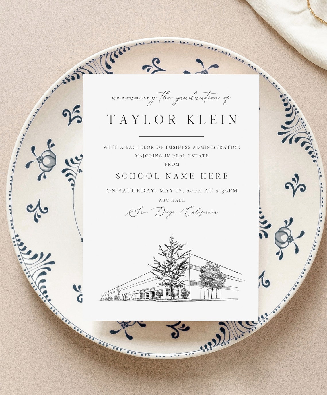 Furman University Graduation Announcement Greenville NC Etsy