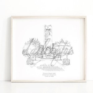 New Jersey Campus Art, University Fine Art Prints, New Brunswick, NJ, Colleges, Alumni Gift, Graduation Gift, Hand Drawn, Signed Art