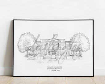 Indiana Campus Art, University Fine Art Prints, IN, Colleges, Alumni Gift, Graduation Gift, Hand Drawn, Watercolor Paper, Signed Art