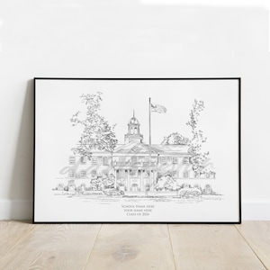 Utah Campus Art, University Fine Art Prints, UT, Colleges, Alumni Gift, Salt Lake City, UT, Graduation Gift, Hand Drawn, Signed Art