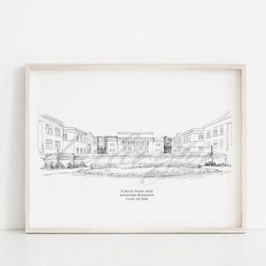 Nebraska Campus Art, University Fine Art Prints, NE, Colleges, Alumni Gift, Graduation Gift, Hand Drawn, Watercolor Paper, Signed Art