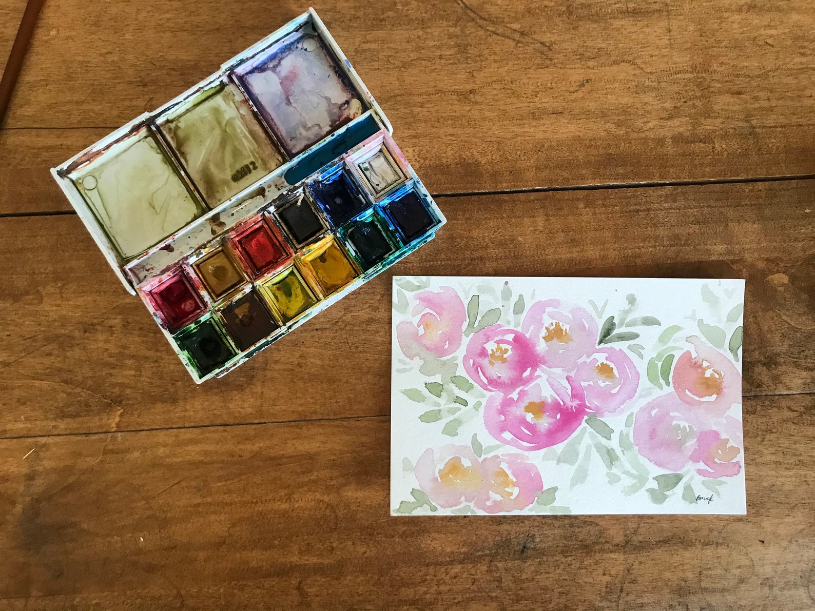 Floral Watercolor Postcard Etsy