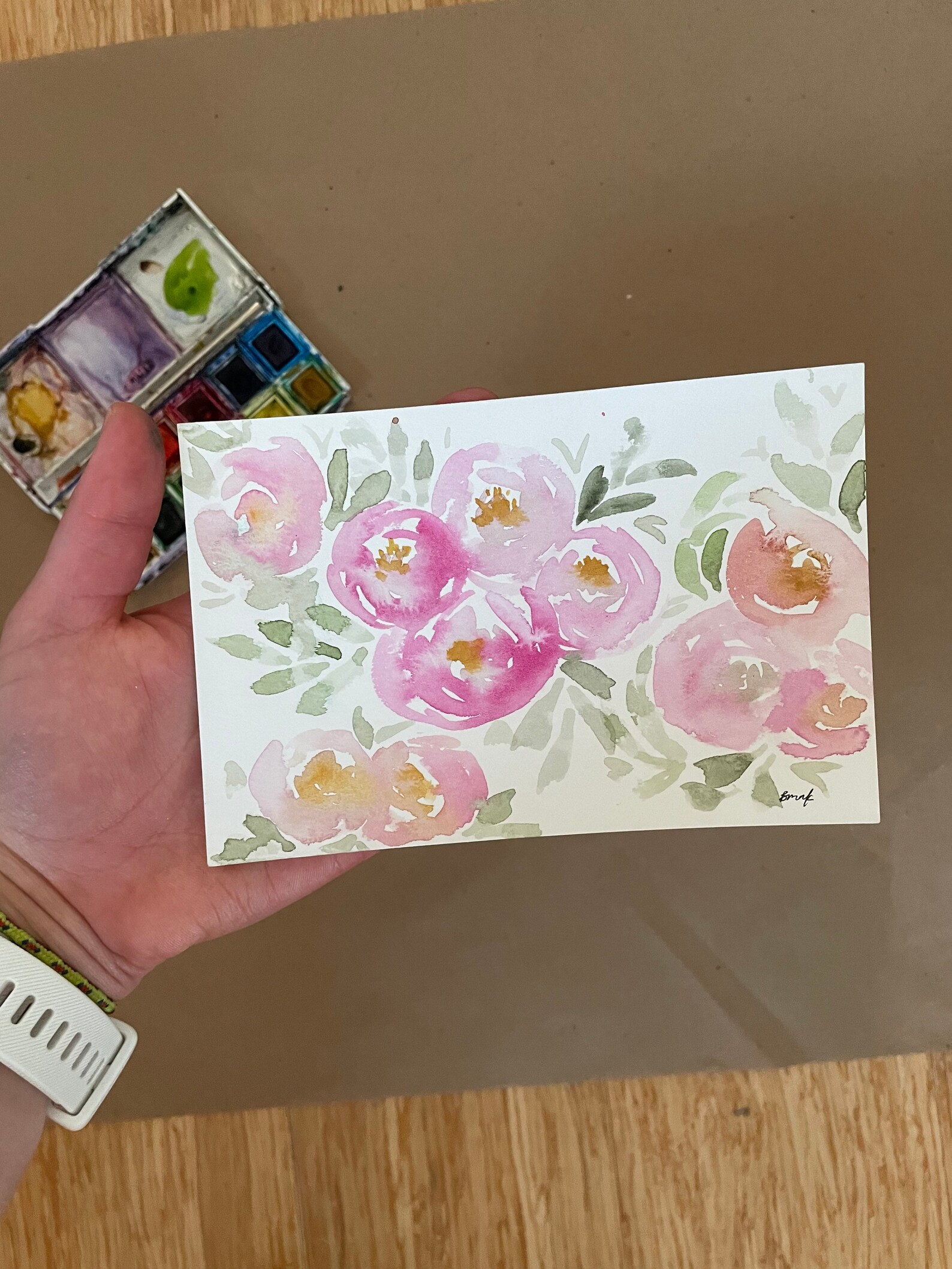 Floral Watercolor Postcard Etsy