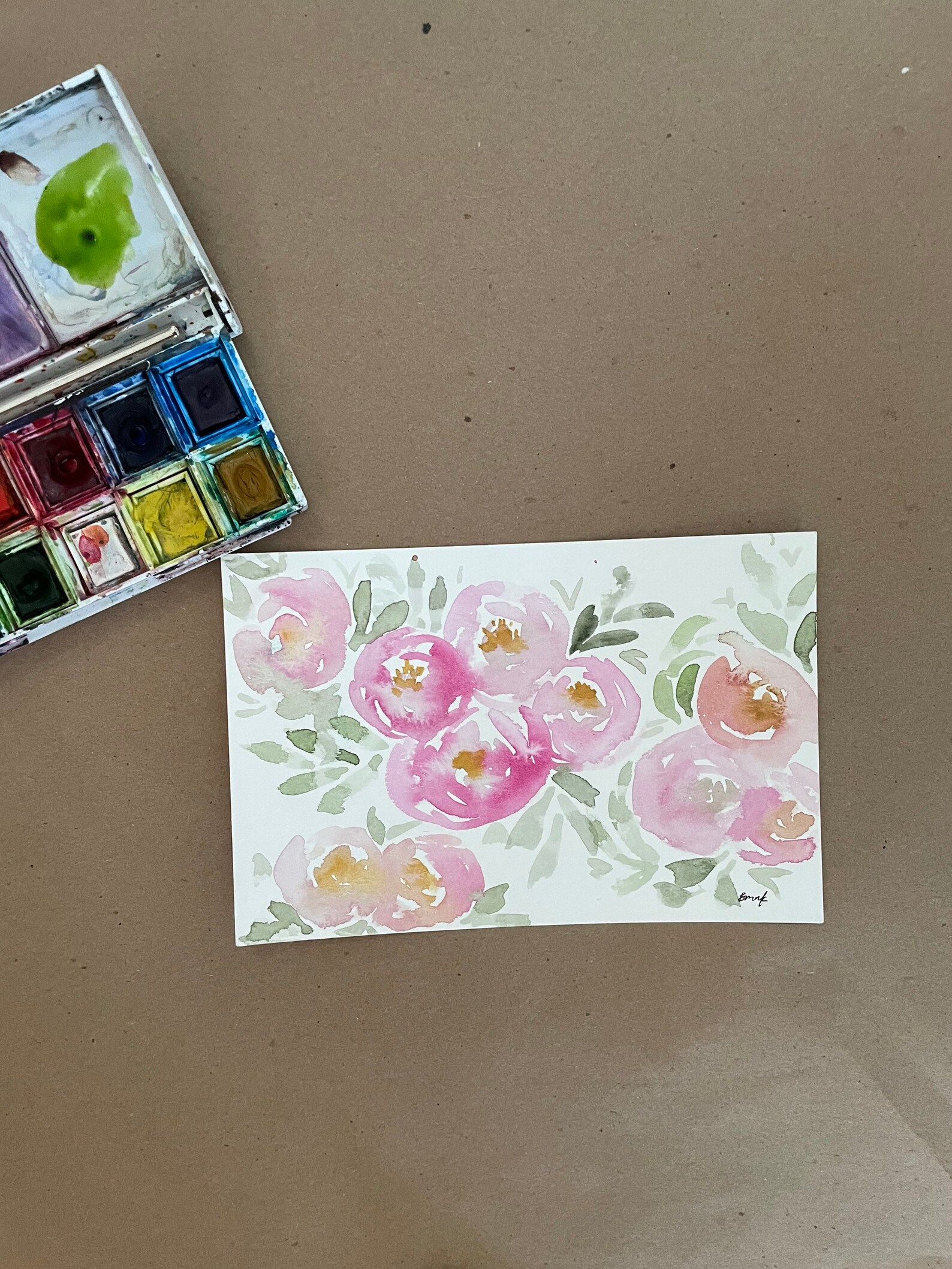 Floral Watercolor Postcard Etsy