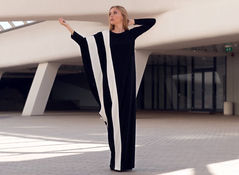 Plus size kaftan maxi dress with long sleeves