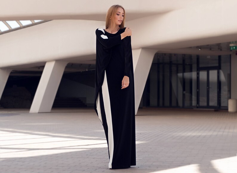 Plus size kaftan maxi dress with long sleeves