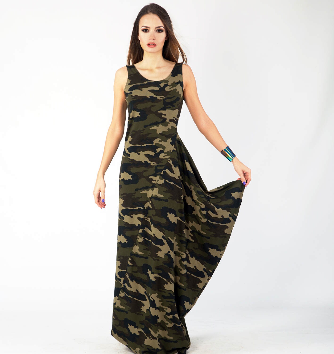 military maxi dress