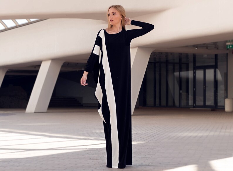 Plus size kaftan maxi dress with long sleeves