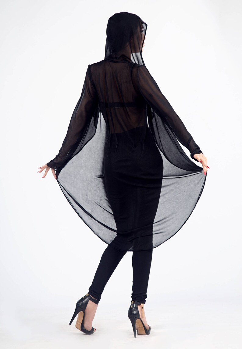 Women's Black Sheer Cape Dress Transparent Cloak Etsy