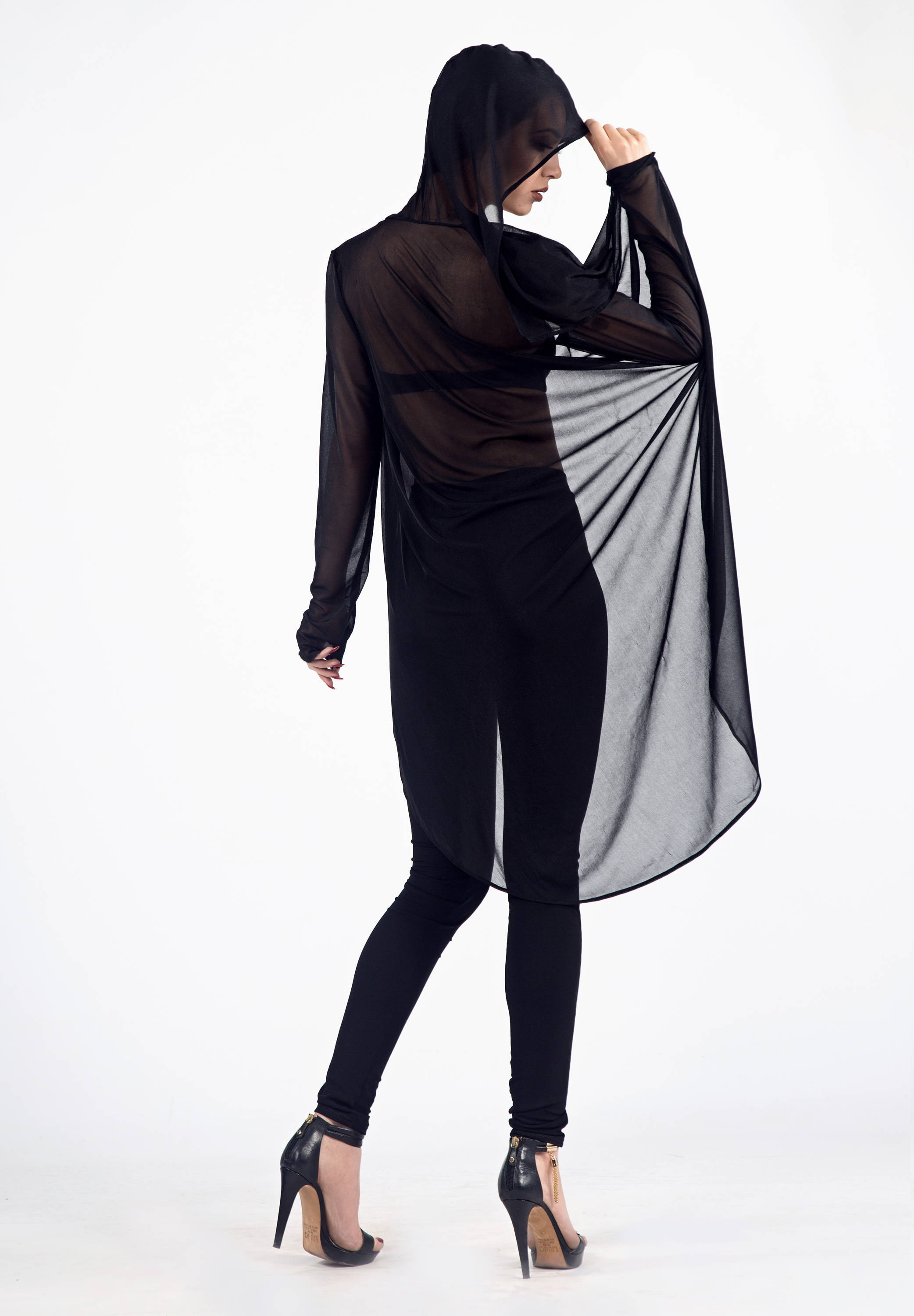 Women's Black Sheer Cape Dress Transparent Cloak Etsy