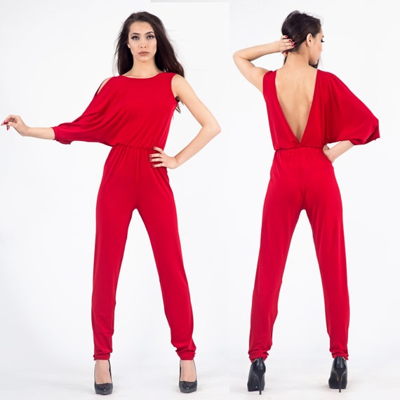 red dressy romper