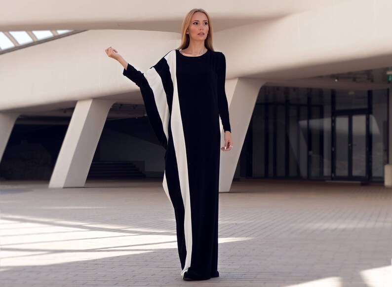 Plus size kaftan maxi dress with long sleeves