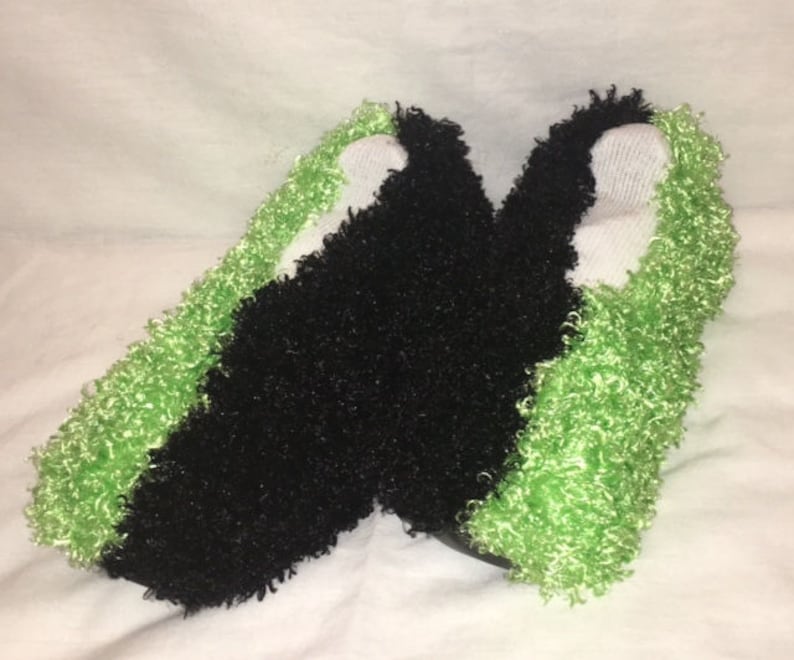 Fuzzy Bowling Shoe Covers 1/2 Black 1/2 Lime Green Etsy