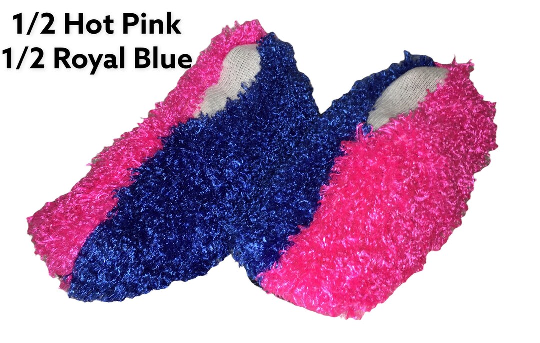 Fuzzy Bowling Shoe Covers 1/2 Royal Blue 1/2 Hot Pink Etsy