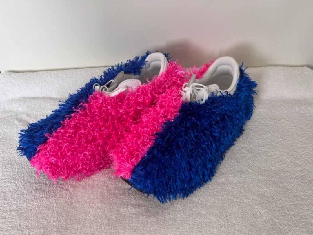 Fuzzy Bowling Shoe Covers 1/2 Royal Blue 1/2 Hot Pink Hammy's Bowling Shoe Covers Etsy
