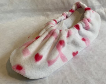 Hammy's Bowling Shoe Covers  Breast Cancer Awareness White/Pink Ribbon - Fuzzy