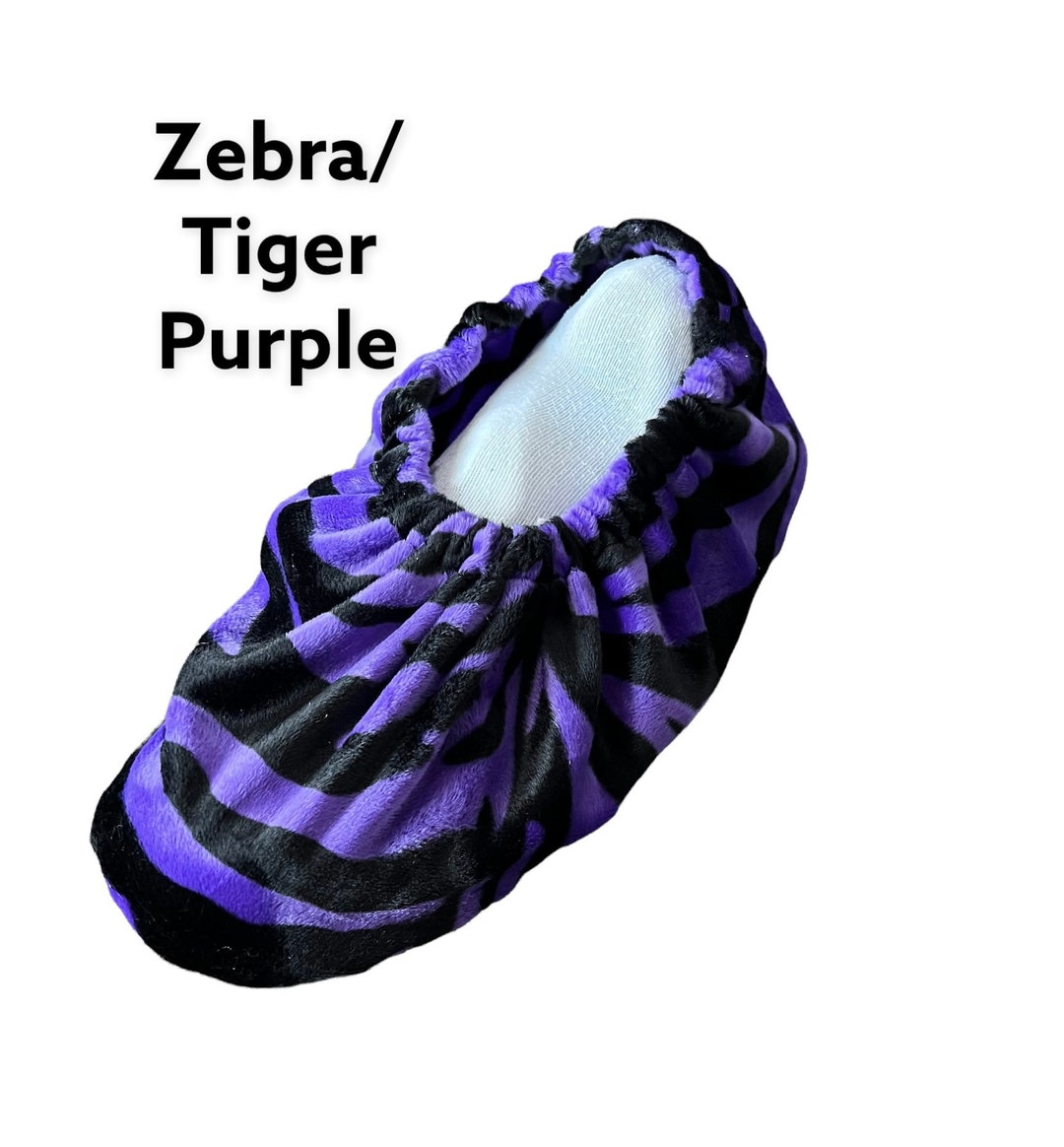 Hammy's Bowling Shoe Covers Zebra Tiger Purple / Black Fuzzy Bowling Shoe Covers Etsy