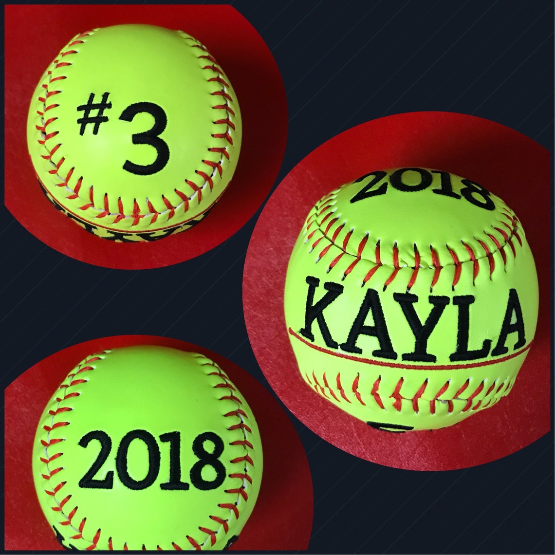 Personalized Embroidered Baseballs and Softballs Etsy