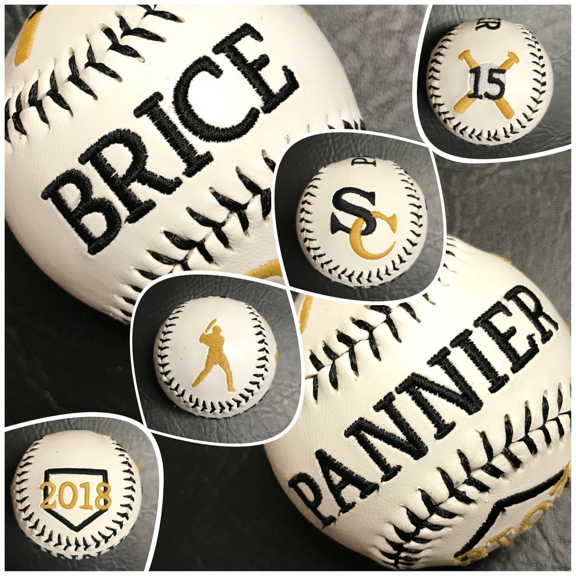 Personalized Embroidered Baseballs and Softballs Etsy