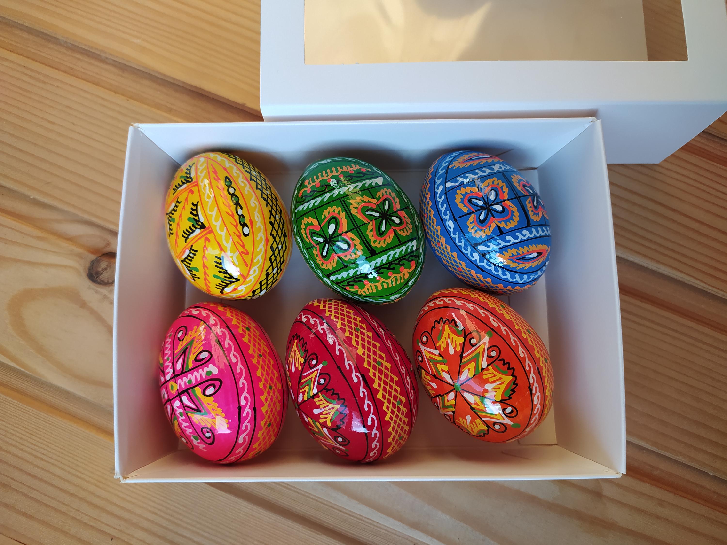 Set of 6 Hand-painted Ukrainian Easter Eggs Wooden Pysanky Eggs From ...