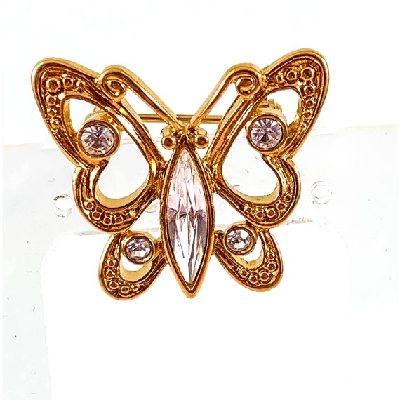 Sparkly Crystal Butterfly Pin/ Brooch - Signed NA… - image 1