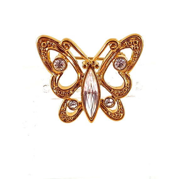 Sparkly Crystal Butterfly Pin/ Brooch - Signed NA… - image 3