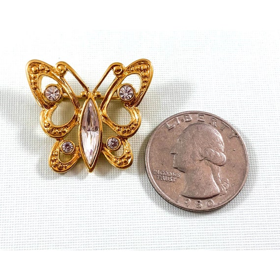 Sparkly Crystal Butterfly Pin/ Brooch - Signed NA… - image 2