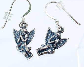 Avon Sterling Silver Holiday Greetings Angel Earrings - 1996