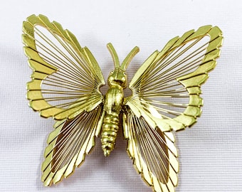 MONET Shiny Gold-Tone Butterfly Brooch/Pin
